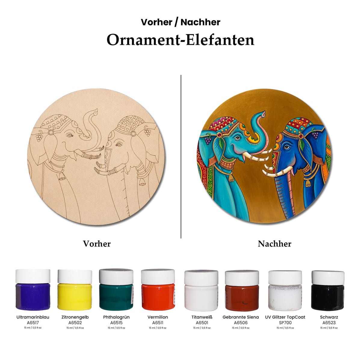 Elefanten mit Ornamenten
